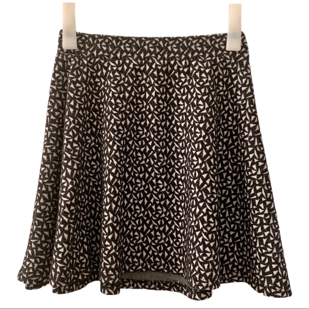 Geometric Grey & Cream Skater Skirt Small